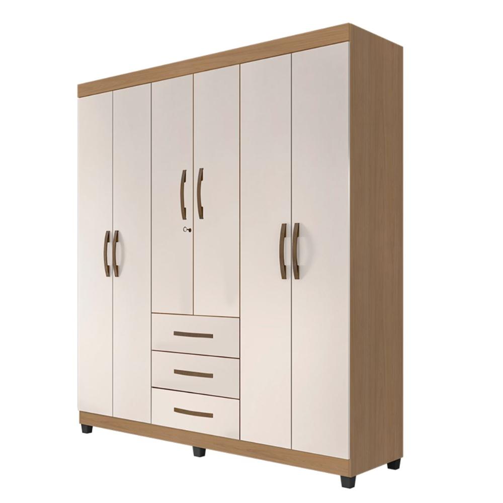 Guarda Roupa com 6 Portas Jordão Nature Off White