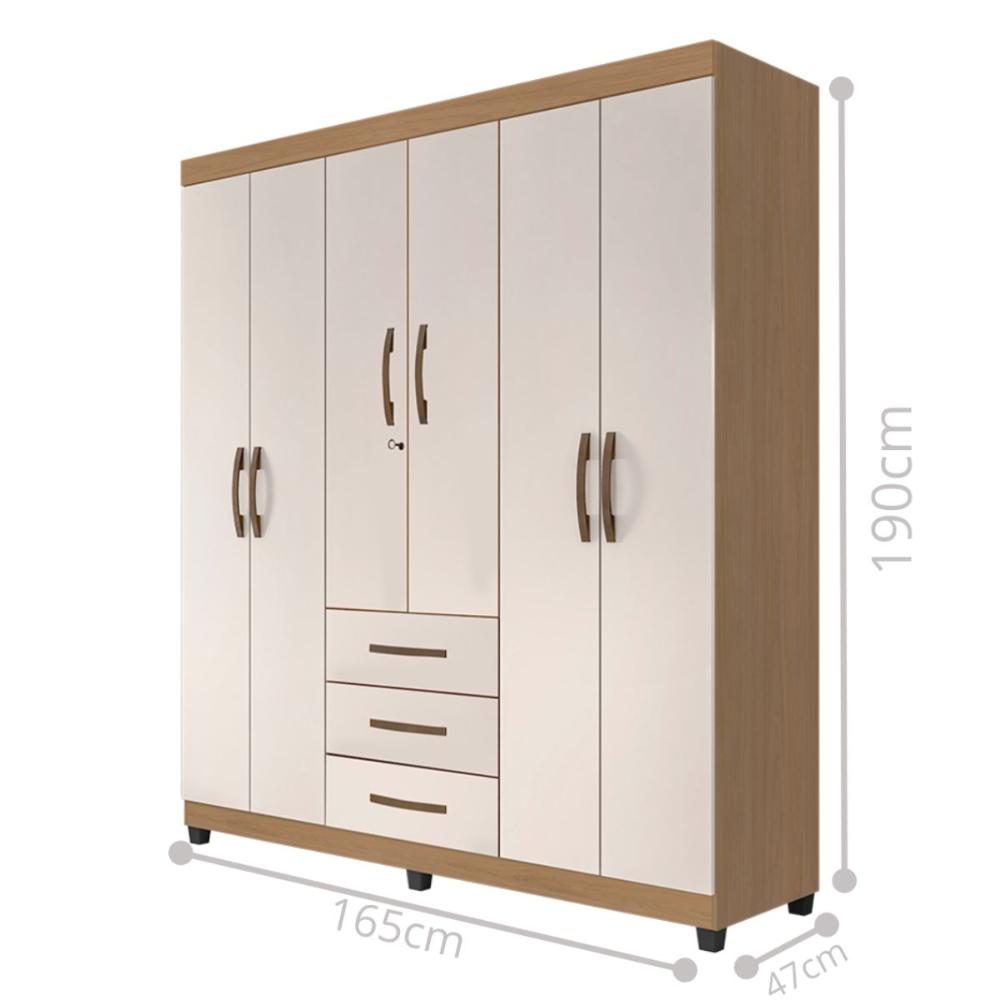 Guarda Roupa com 6 Portas Jordão Nature Off White