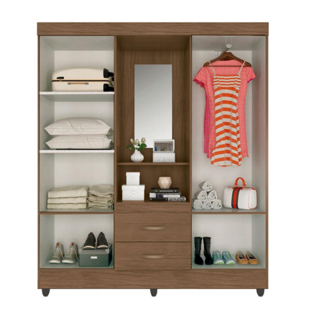 Guarda Roupa com Espelho Monteiro Monteiro Carvalho Oak