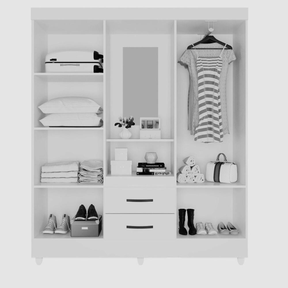Guarda Roupa com Espelho Monteiro Nature Off White
