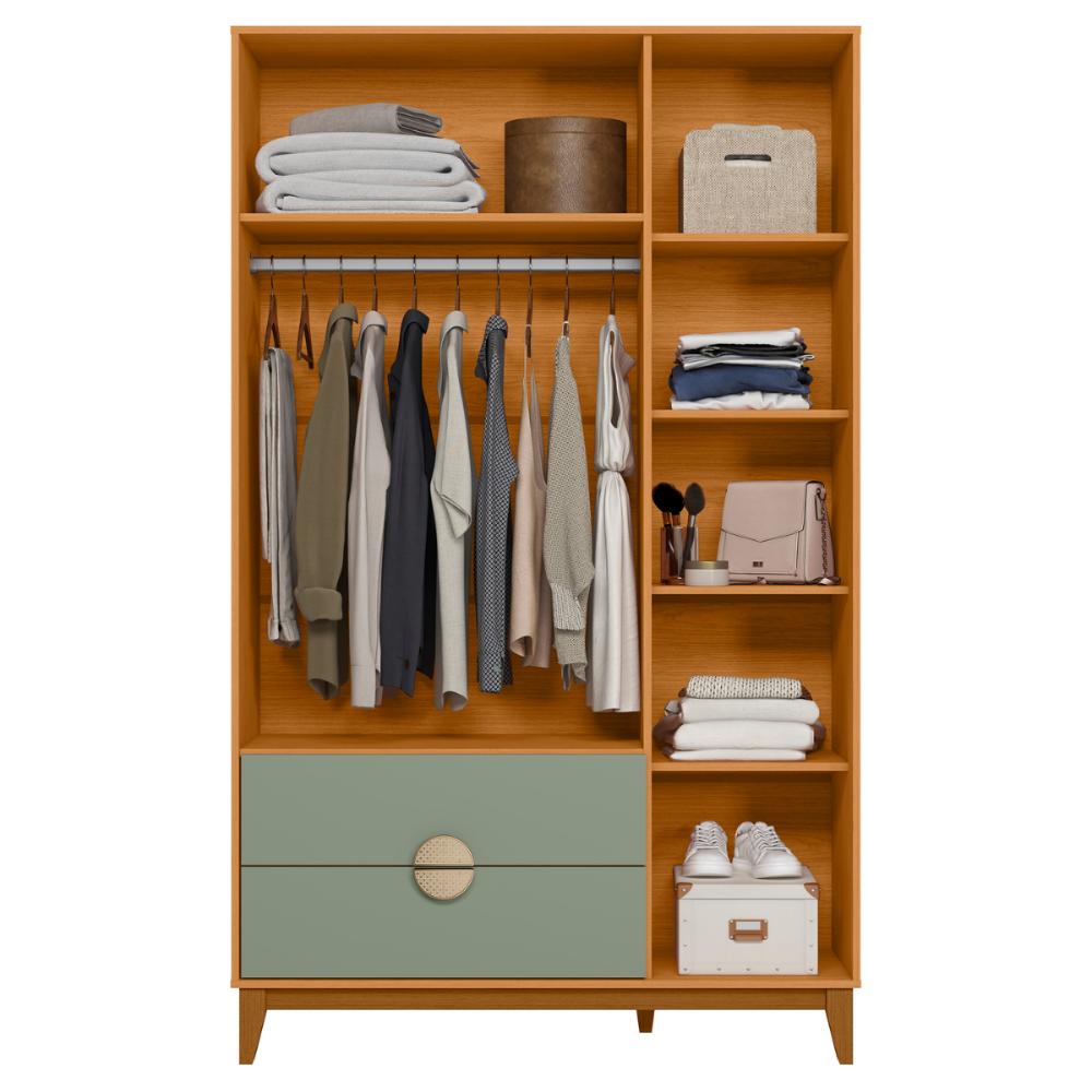 Guarda Roupa e Cômoda Sapateira Cambará Cinamomo Sálvia