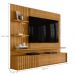 Home Para TV Painel Com LED Porta Ripada Lens Cumaru