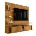 Home Para TV Painel Com LED Porta Ripada Lens Cumaru