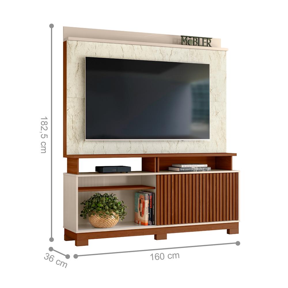 Home para TVs até 65 Polegadas Lille Freijó Off White Carrara