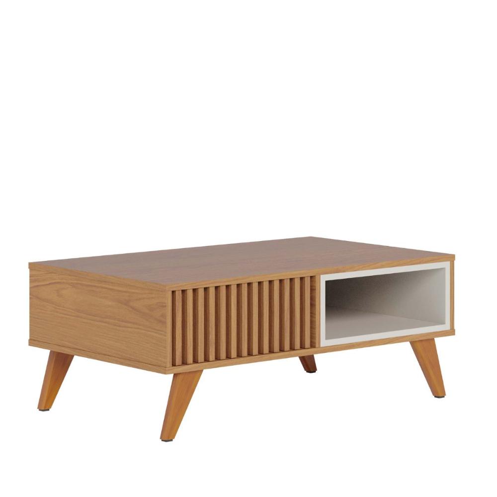 Jogo Mesa de Centro e Estante Estonia Freijo Off White