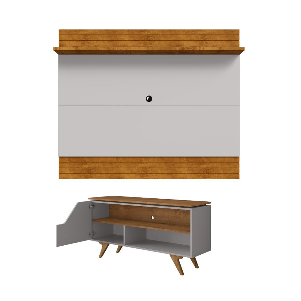 Jogo Painel e Rack Turim Naturalle Off White