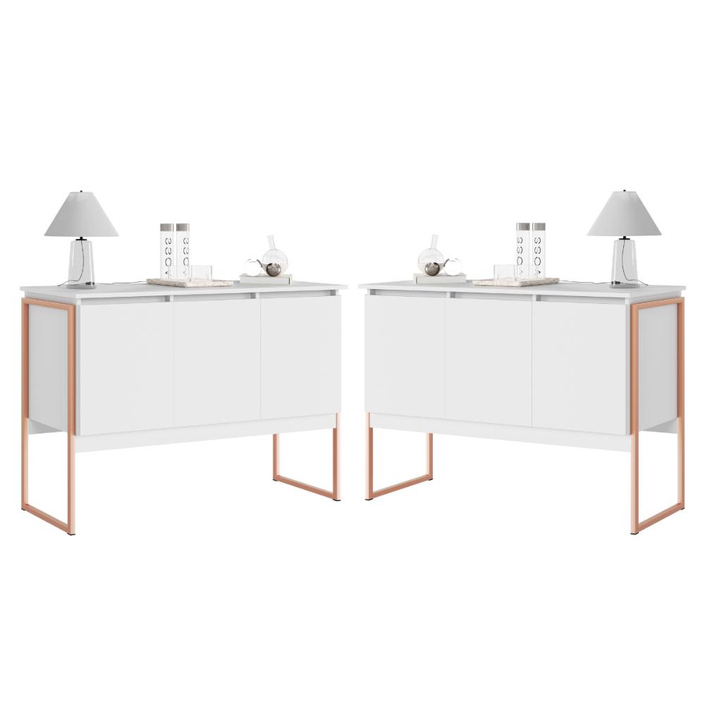Jogo de Buffets Modernos Verona Branco Cobre
