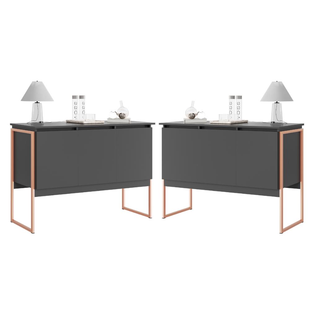 Jogo de Buffets Modernos Verona Preto Cobre