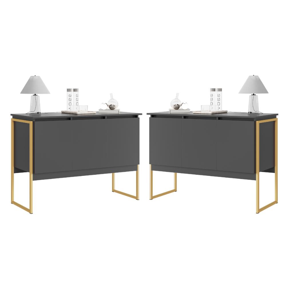 Jogo de Buffets Modernos Verona Preto Dourado
