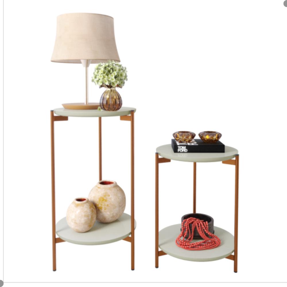 Jogo de Mesas para Sala Rouen Off White Bronze