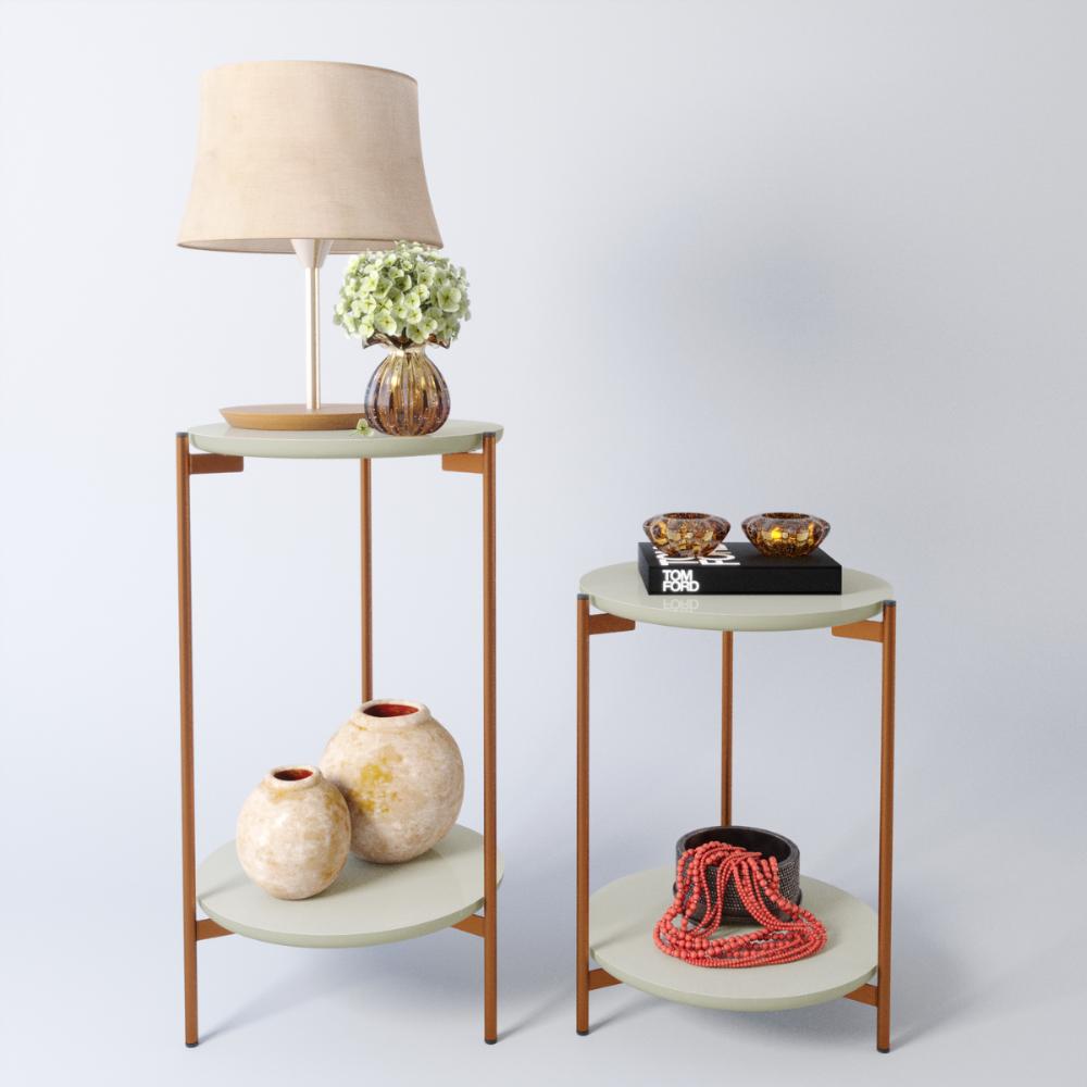 Jogo de Mesas para Sala Rouen Off White Bronze