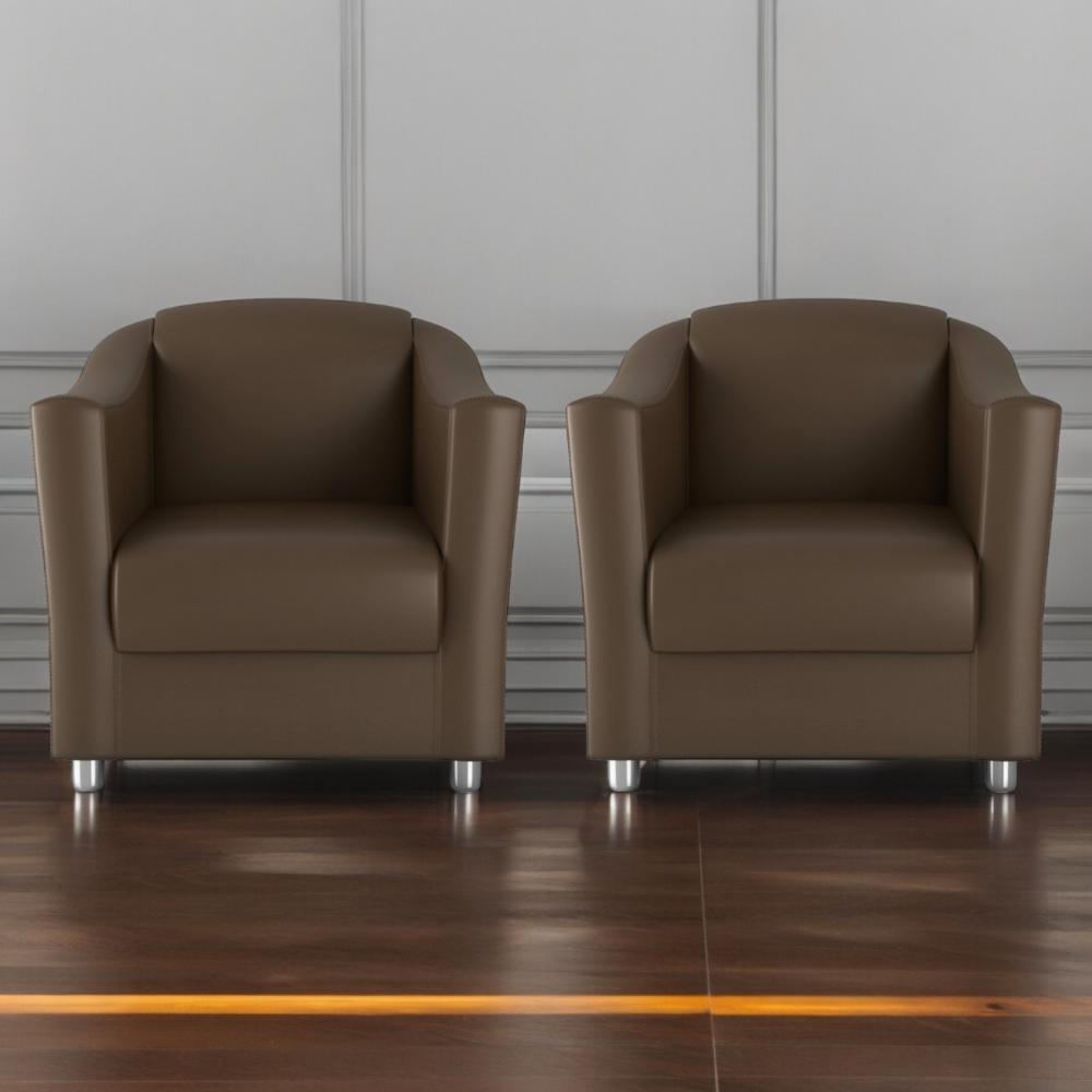 Jogo de Poltronas Decorativas Eagle Sintetico Marrom