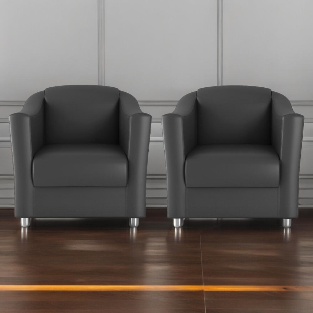 Jogo de Poltronas Decorativas Eagle Sintetico Preto 