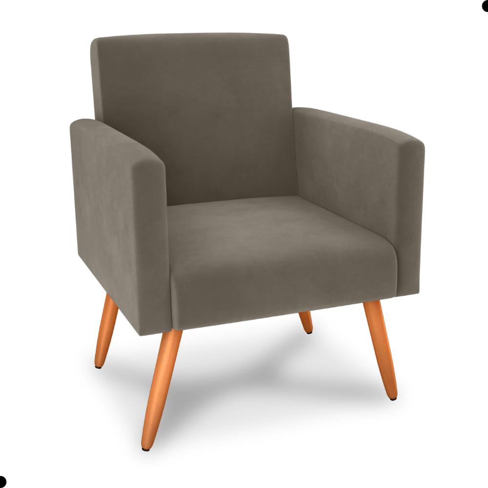 Jogo de Poltronas e Puff Austin Veludo Cappuccino