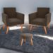 Jogo de Poltronas e Puff Austin Veludo Marrom