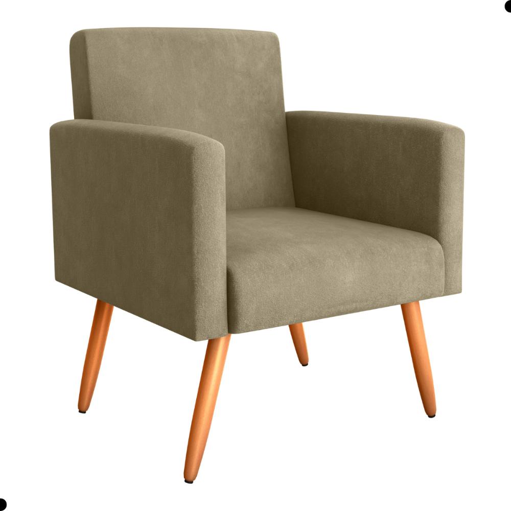 Jogo de Poltronas e Puff Austin Veludo Turkey Cappuccino