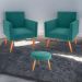 Jogo de Poltronas e Puff Austin Veludo Verde Menta