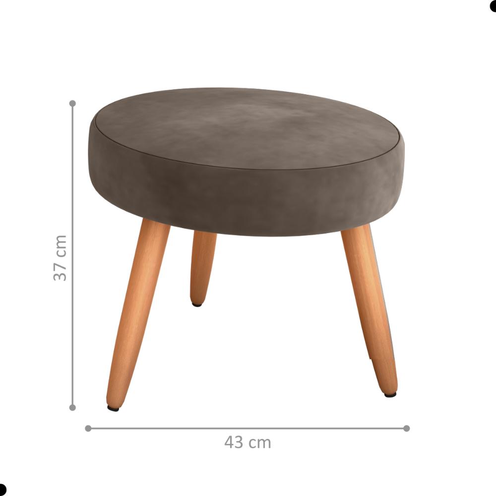 Jogo de Poltronas e Puff Livia Veludo Marrom