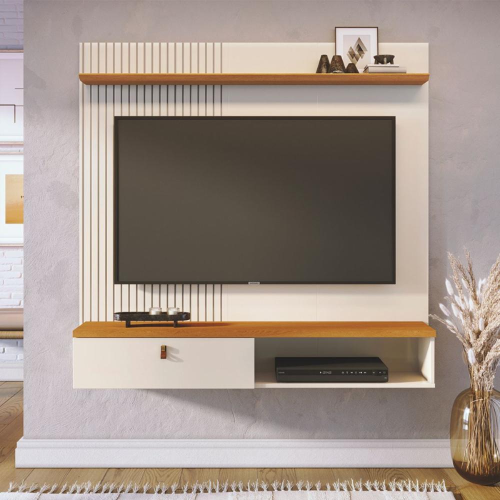 Kit Bancada Suspensa e Mesa Centro Praga Cinamomo Off White