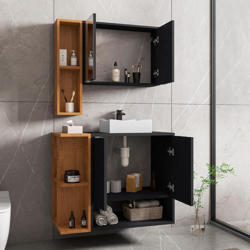 Kit Banheiro Cabrera Preto Fosco Naturalle