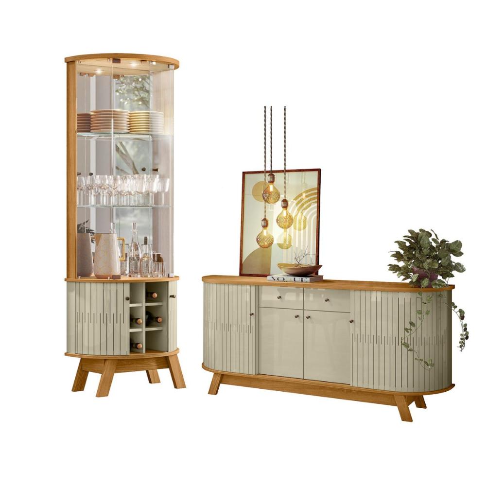 Kit Buffet e Cristaleira Berlim Cumaru Opala