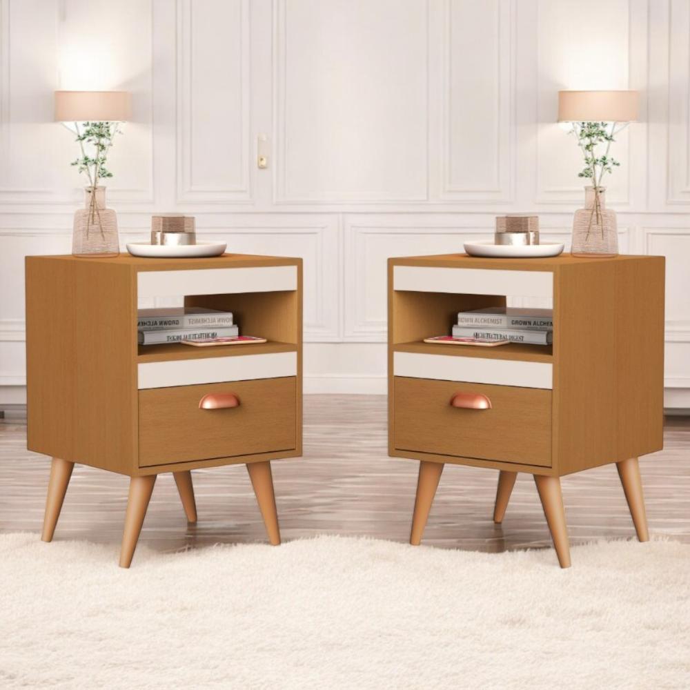 Kit Mesa Cabeceira 2 Unidades Bariloche Ype Off White 