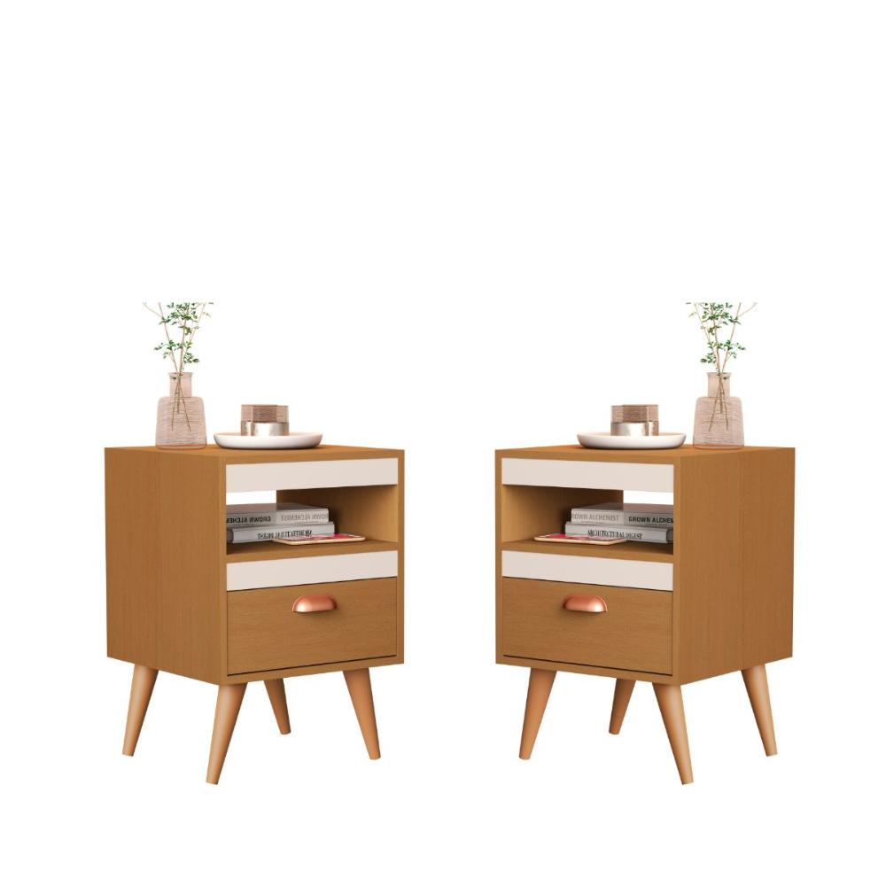 Kit Mesa Cabeceira 2 Unidades Bariloche Ype Off White 