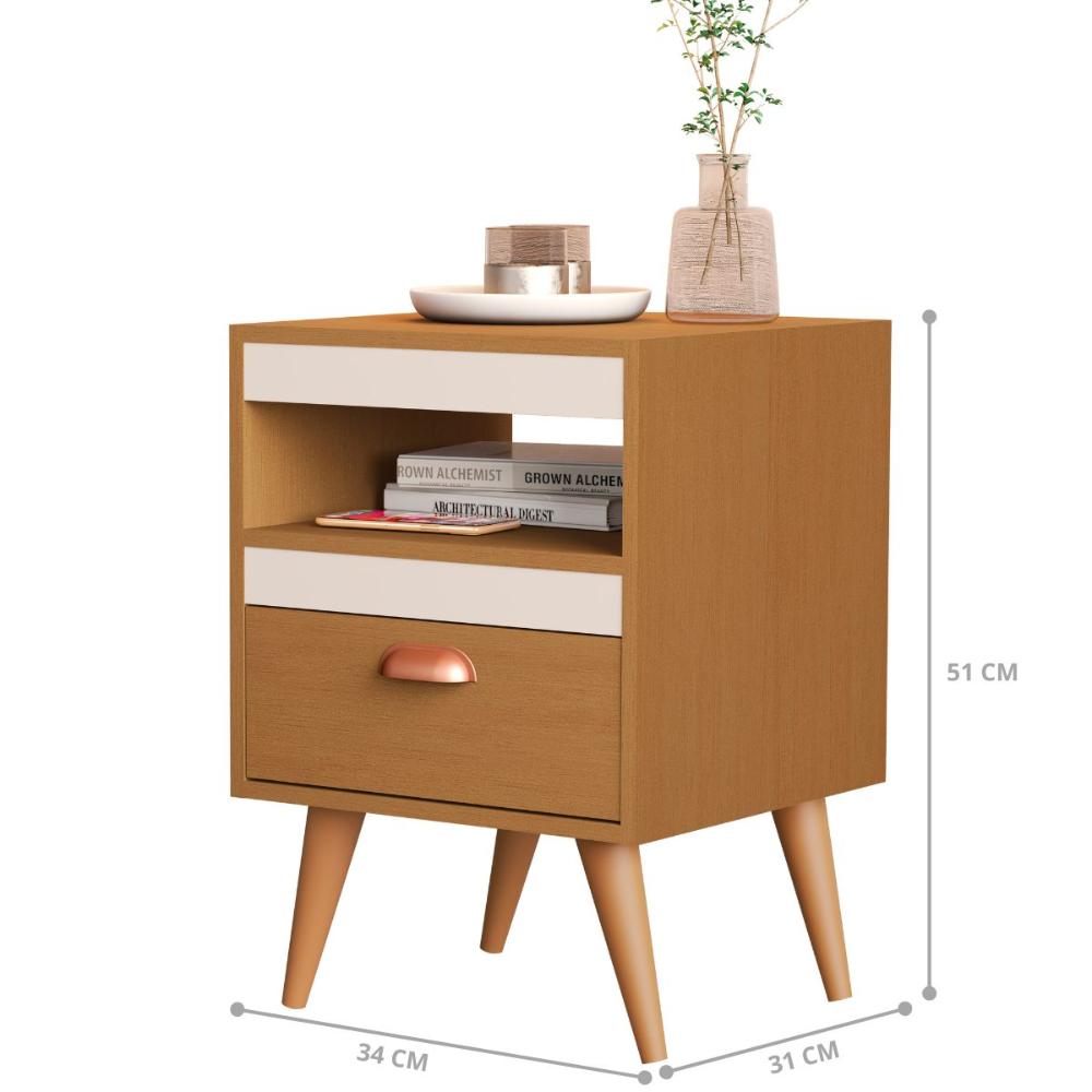 Kit Mesa Cabeceira 2 Unidades Bariloche Ype Off White 