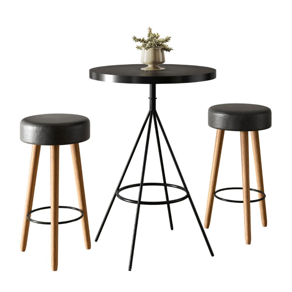 Kit Mesa Com 2 Banquetas Lisboa Preto