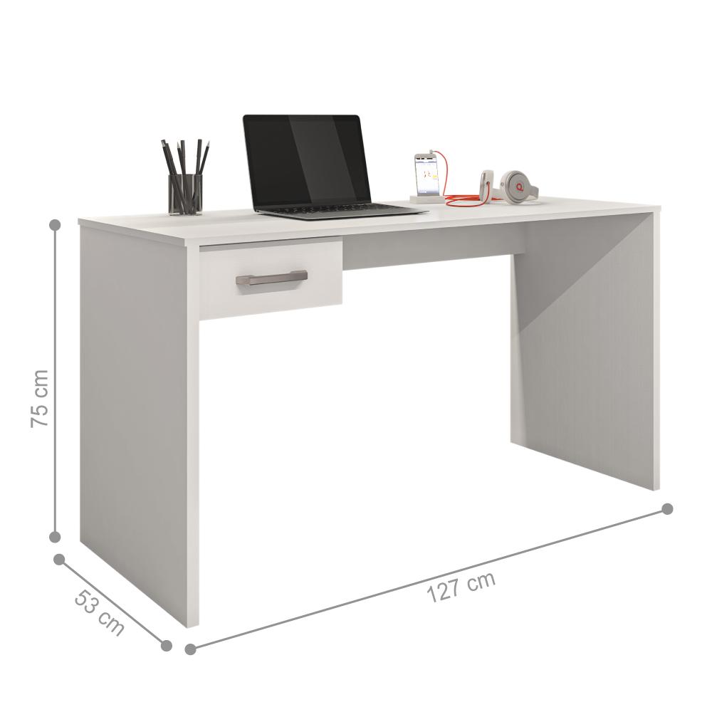 Kit Mesa de Computador e Estante Shanti Branco Trama