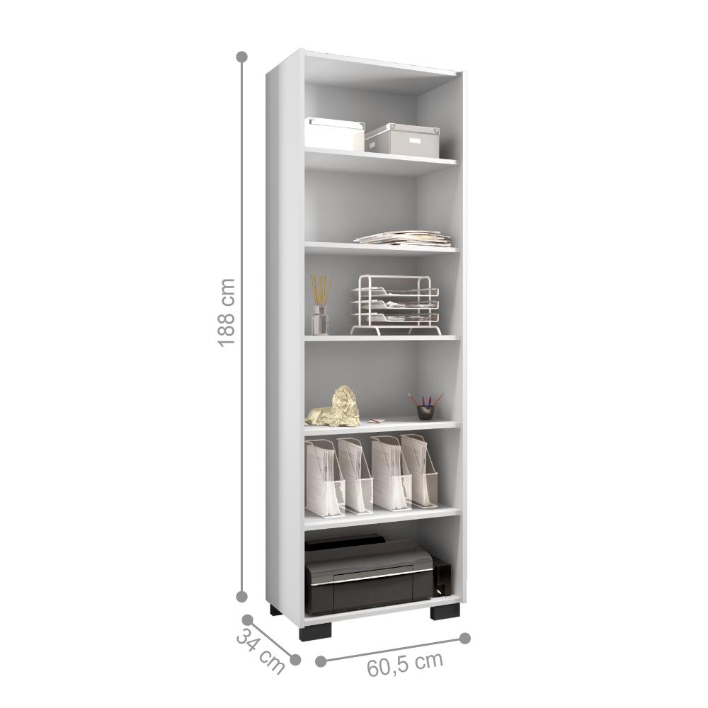 Kit Mesa de Computador e Estante Shanti Branco Trama