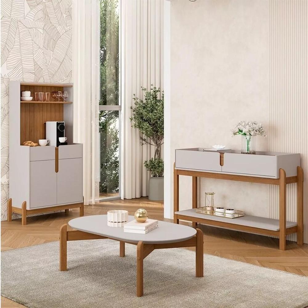 Kit Sala de Estar Bonucci Off White/Cedro