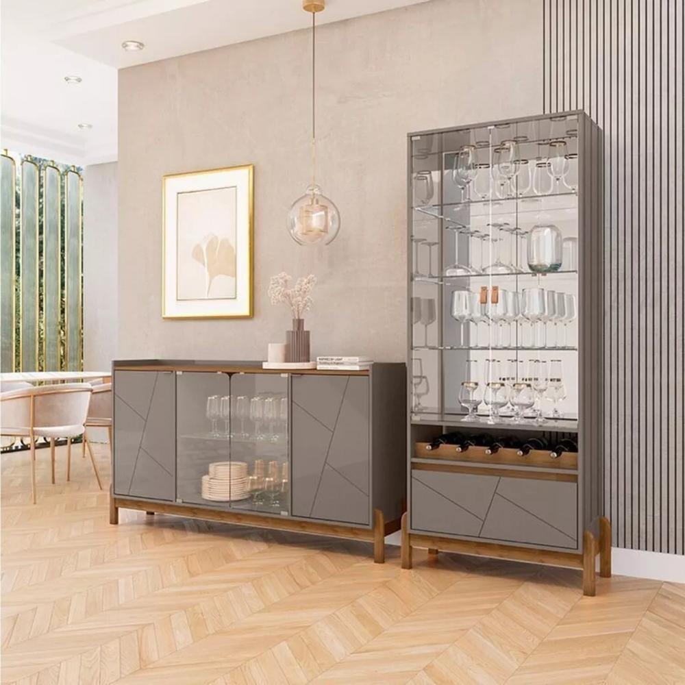 Kit Sala de Estar Zinchenko Off White/Cedro 