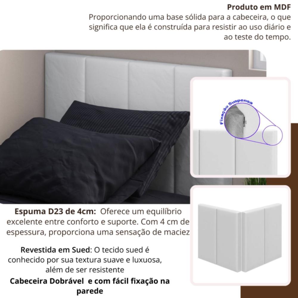 Kit de Cabeceira Solteiro Lino Sued Cinza