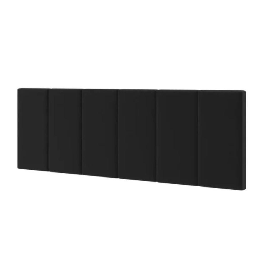 Kit de Cabeceira Solteiro Lino Sued Preto