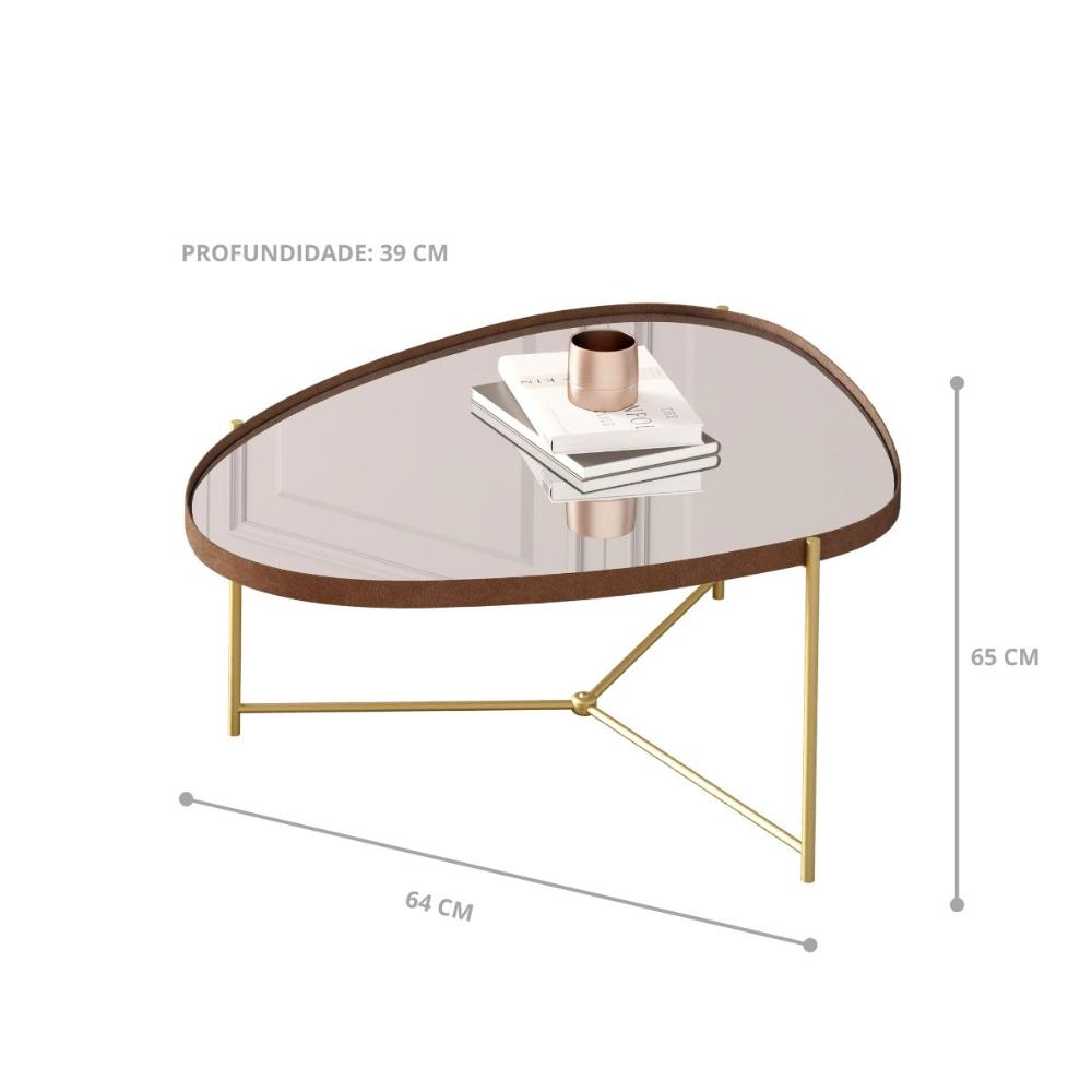 Mesa Centro de Sala Kingston Castanho Dourado