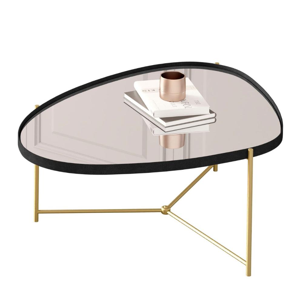 Mesa Centro de Sala Kingston Preto Dourado