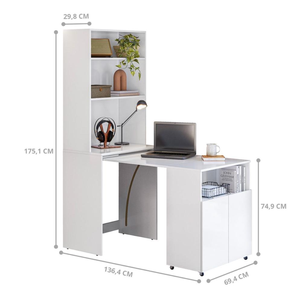 Mesa Com Estante Espaço Café Amazonas Branco 