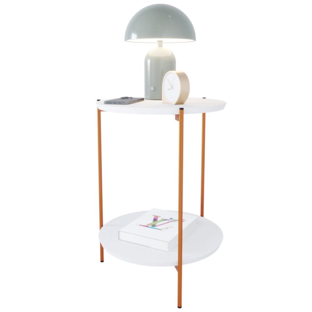 Mesa De Apoio Lateral Purples Branco/Bronze