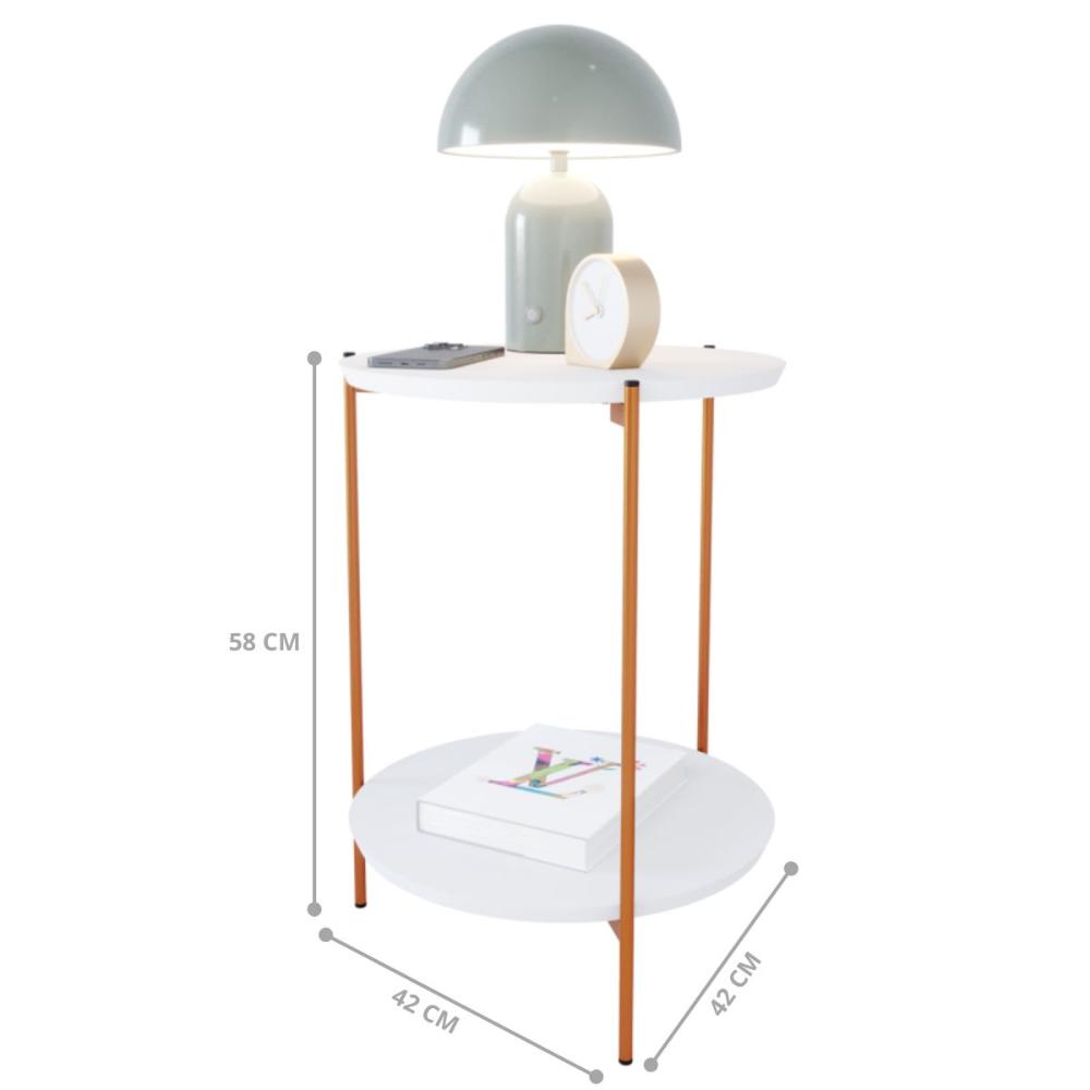 Mesa De Apoio Lateral Purples Branco/Bronze