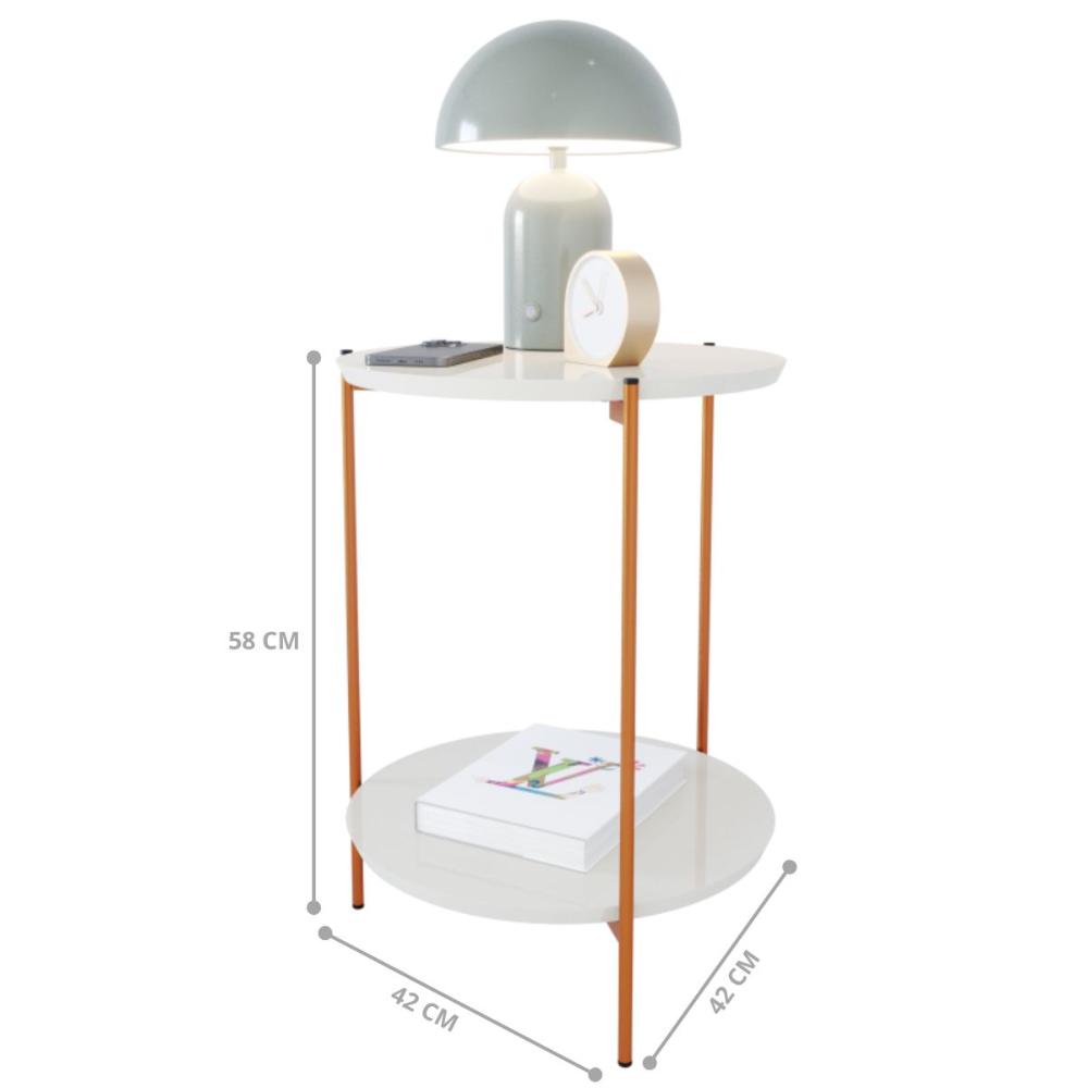 Mesa De Apoio Lateral Purples Off White/Bronze