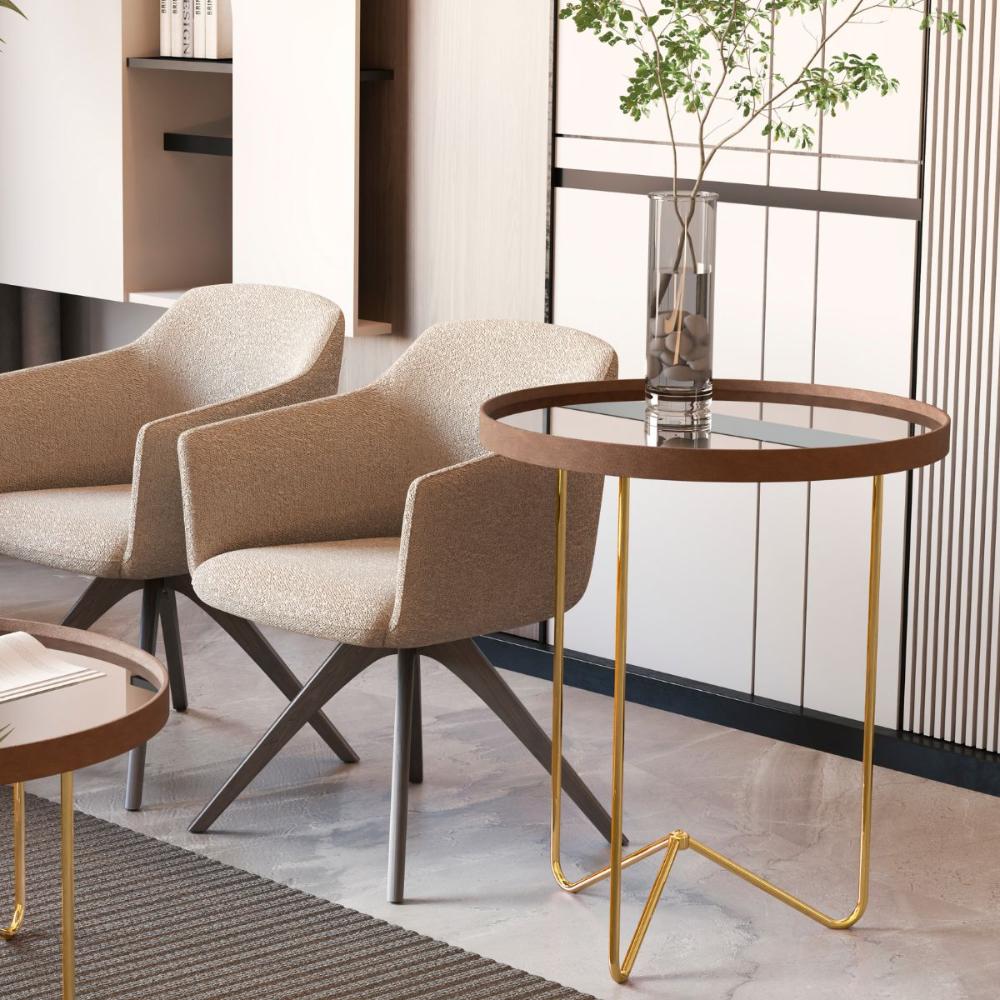 Mesa De Canto Pensilvania Castanho Dourado