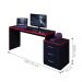 Mesa Gamer com 3 Gavetas Basileios Preto vermelho