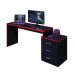 Mesa Gamer com 3 Gavetas Basileios Preto vermelho
