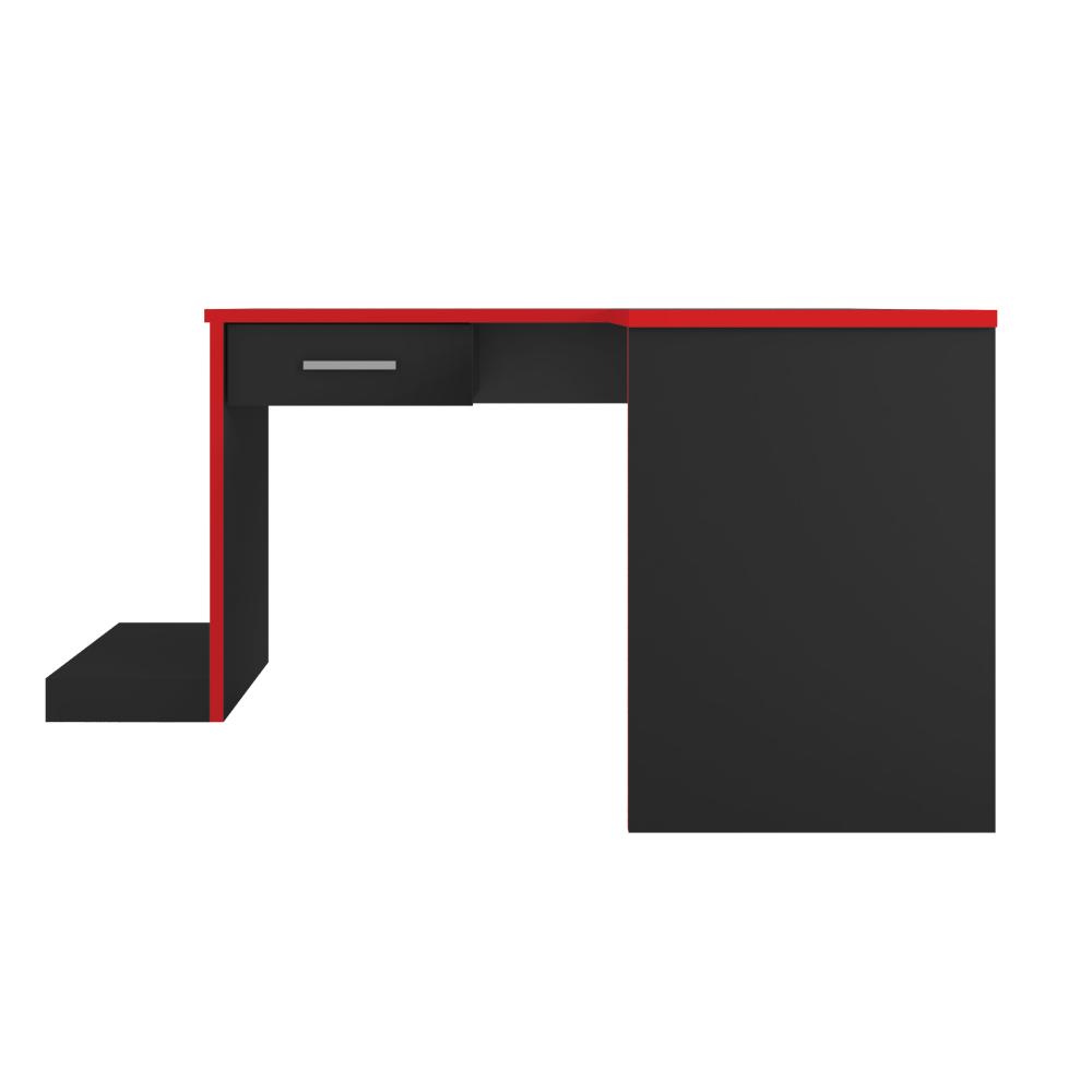 Mesa Gamer de Canto com Gaveta Wayra Preto Vermelho