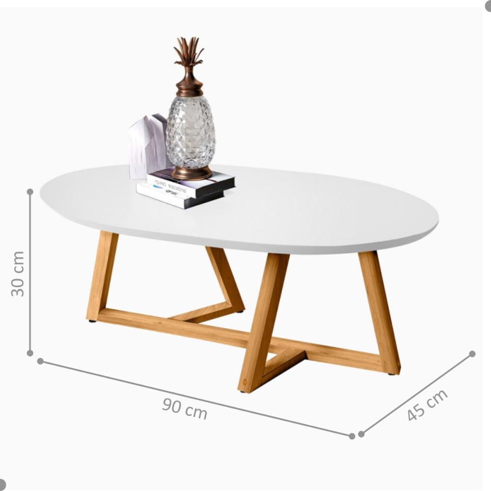 Mesa Oval de Centro para Sala Miami Branco