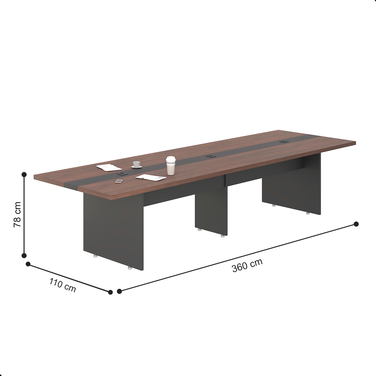 Mesa Para Reunião 3,60 Cort - Freijó e Preto