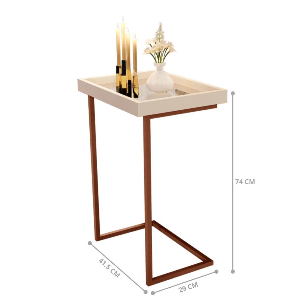 Mesa de Apoio para Sala Filipinas Pérola/Bronze