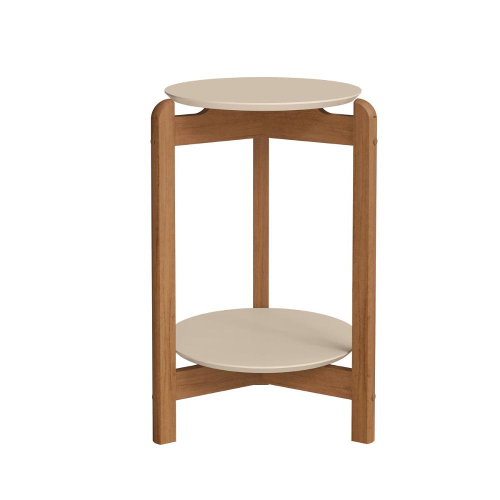Mesa de Cabeceira  Manchester Off White/Cedro