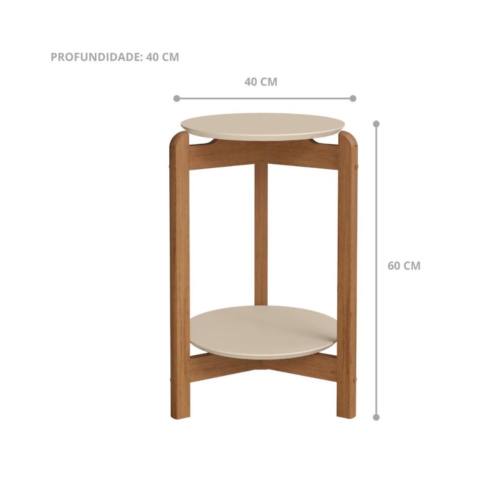 Mesa de Cabeceira  Manchester Off White/Cedro